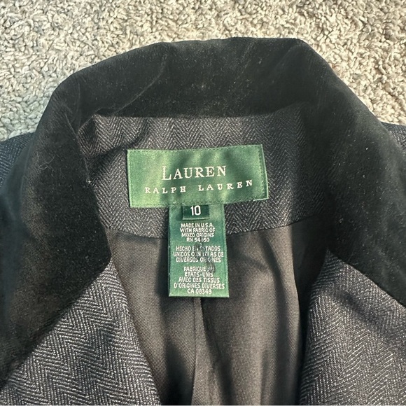 Lauren Ralph Lauren Equestrian Herringbone Wool blazer 10 gray preppy old money - Picture 8 of 13